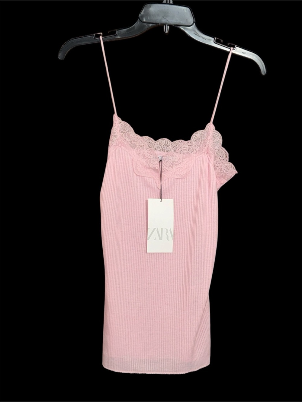 Zara Pink Lace-Trim Tank Top